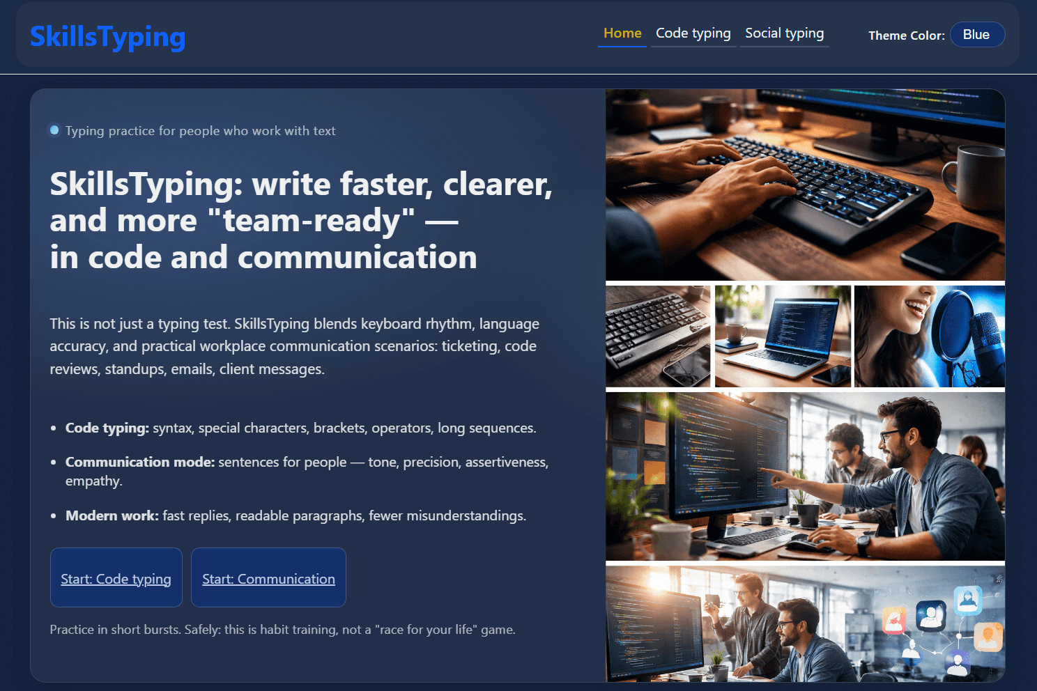 Skills Typing obraz strony